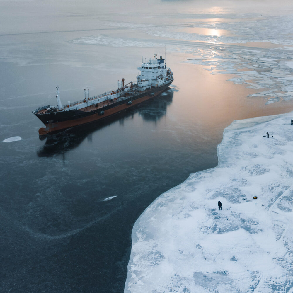 arctic polar icebreaker northern sea route NSR ice container ship concept.